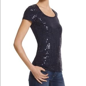 White House Black Market- Navy Sequin Tee- Small